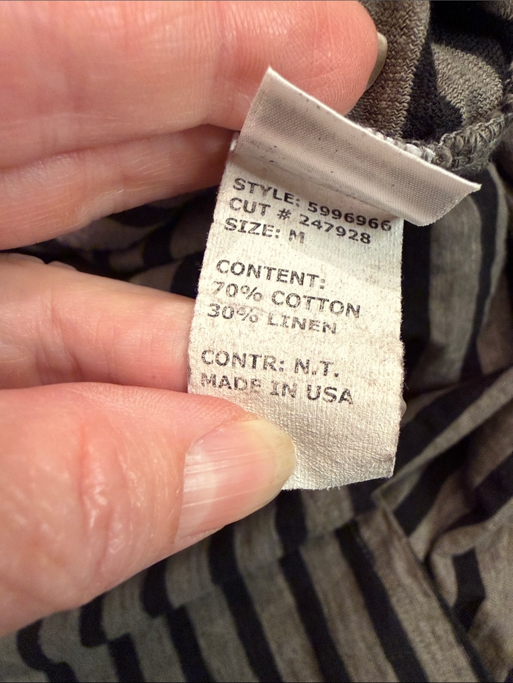 Linen Cotton Striped Pocket Swing Tunic Top M Cut Loose Made in USA - Picture 5 of 11